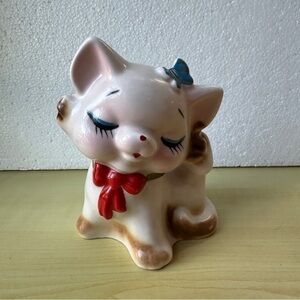 Cute Cat Kitten Ceramic Money Box Piggy Bank Coin Bank Mid-Century Collectable